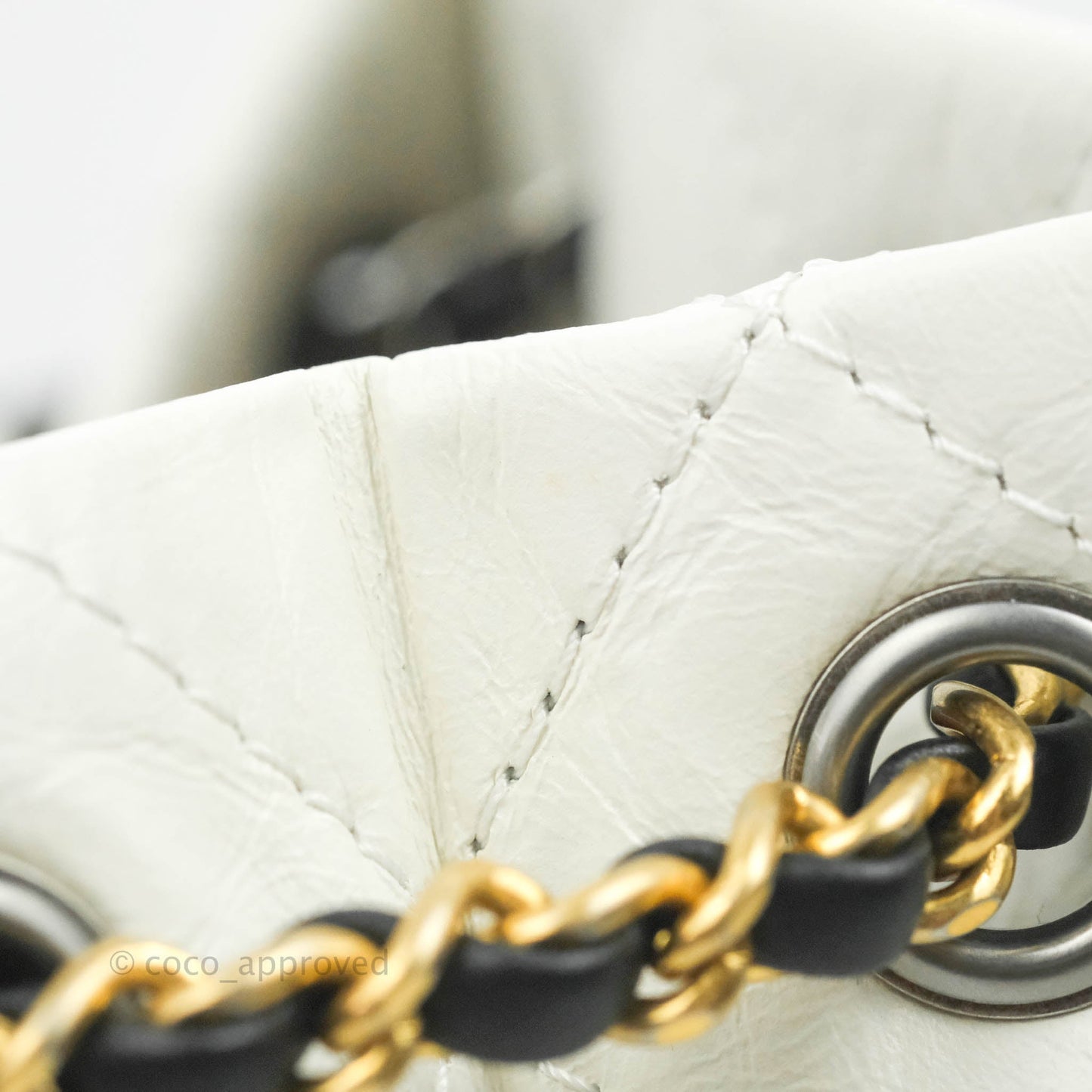 Chanel Small Gabrielle Backpack White Black Aged Calfskin
