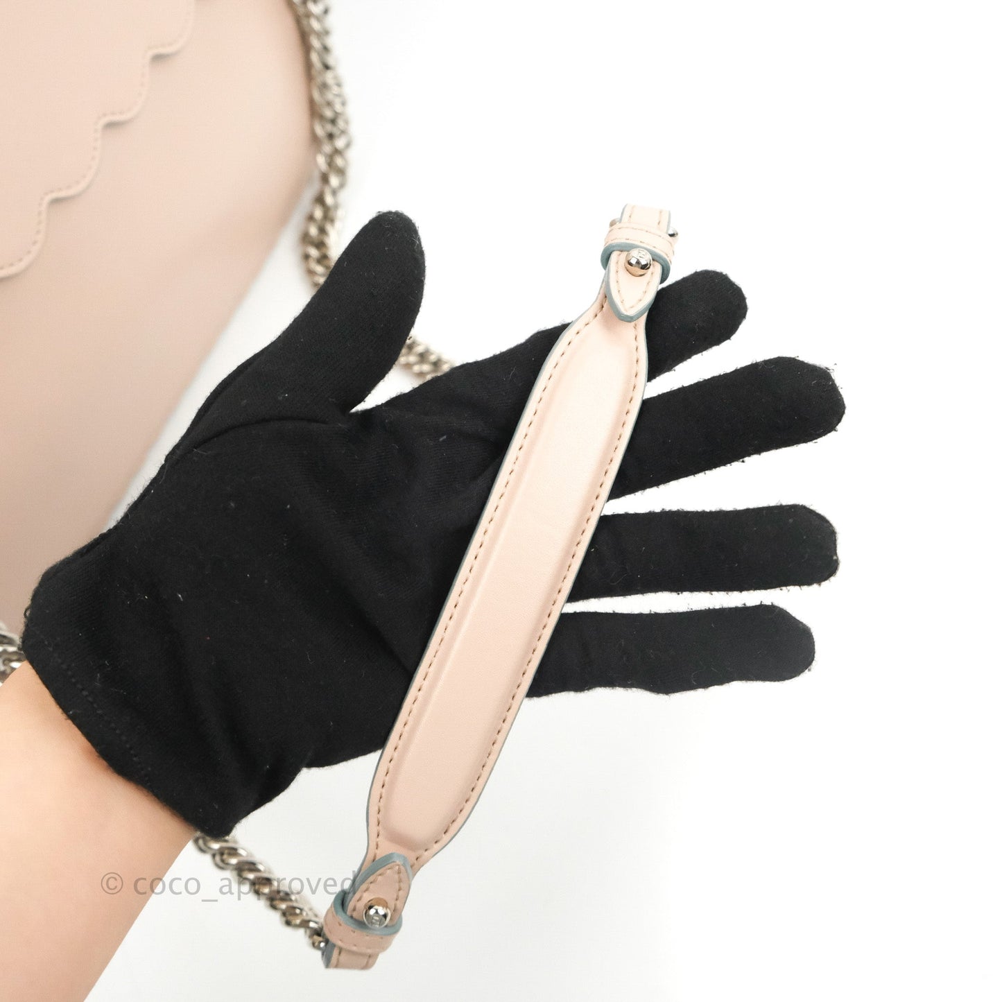 Fendi Kan I Scalloped Shoulder Bag Pale Pink Silver Hardware
