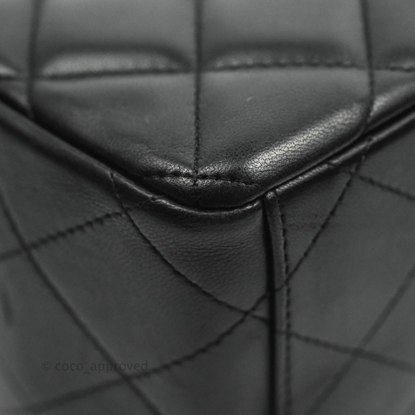 Chanel Quilted Maxi Single Flap Black Lambskin Silver Hardware
