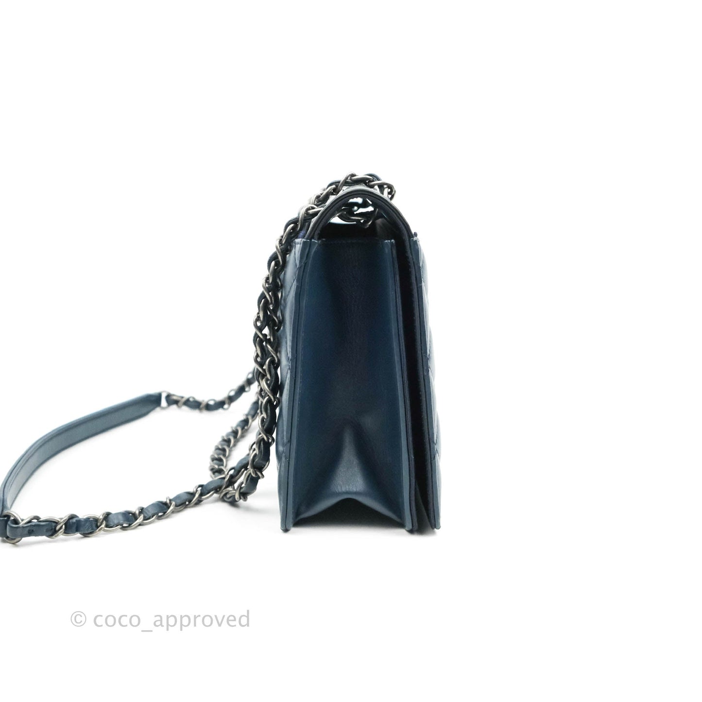 Chanel Quilted Ballerina Small Flap Bag Blue Black Ruthenium Hardware