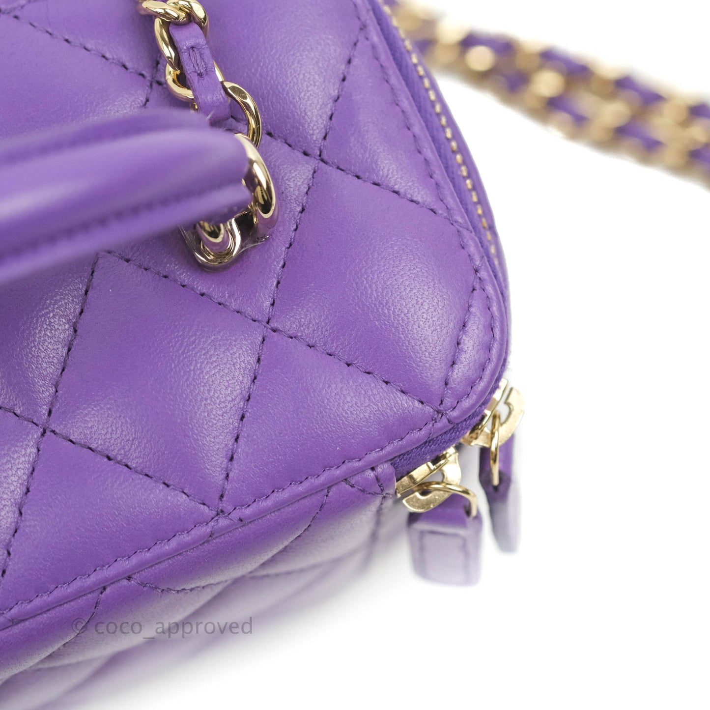 Chanel Vanity Rectangular Top Handle Purple Lambskin Gold Hardware