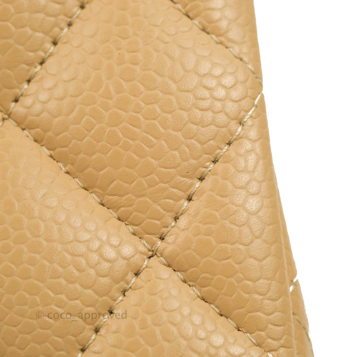Chanel Classic M/L Medium Flap Quilted Beige Caviar Gold Hardware