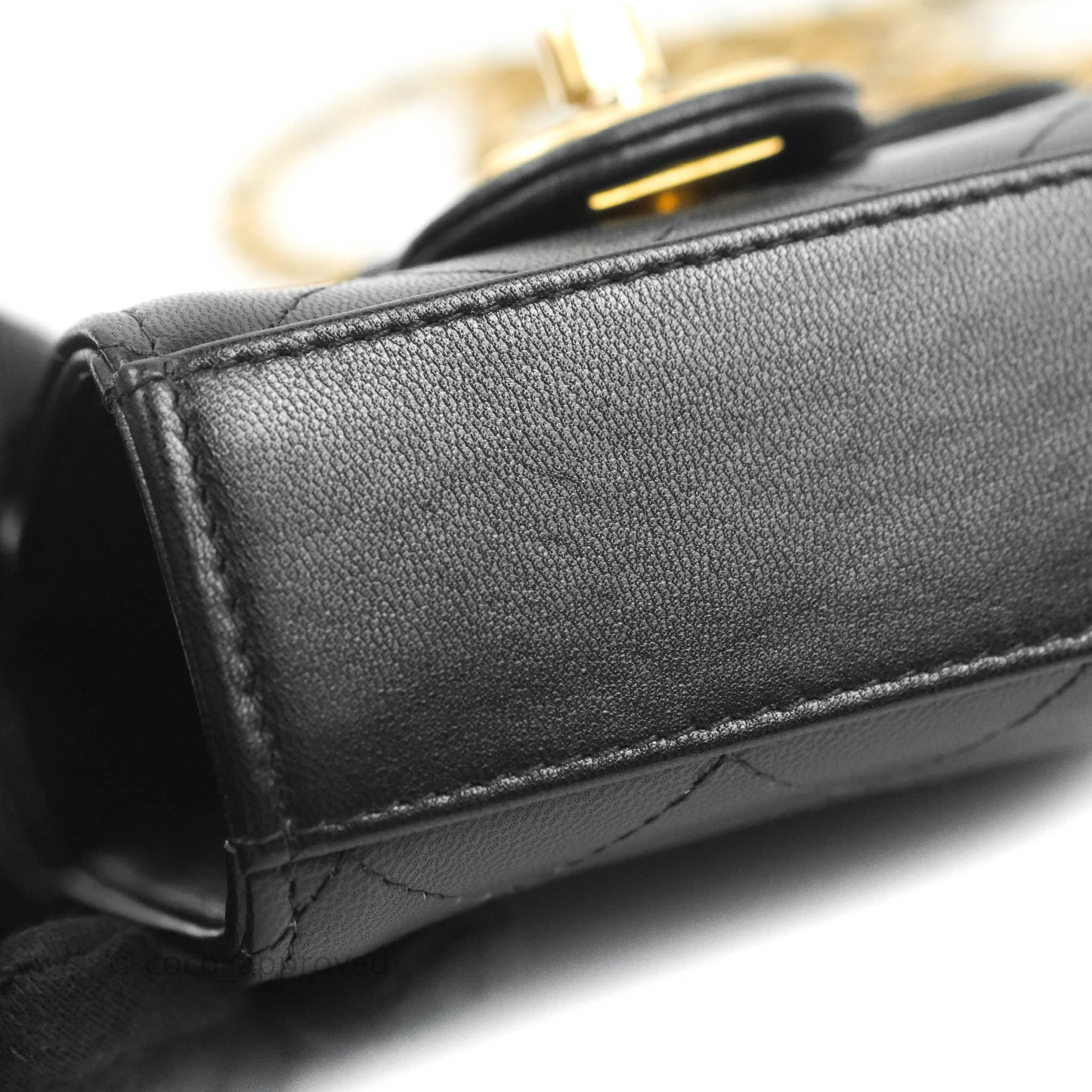 Chanel Mini Chic Pearls Flap Black Goatskin Gold Hardware