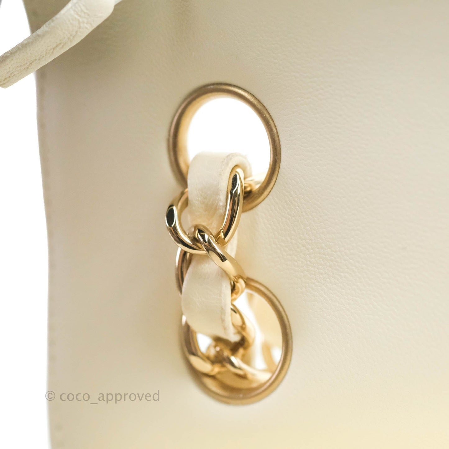 Chanel Classic Chevron S/M Small Double Flap Ivory White Lambskin Gold Hardware