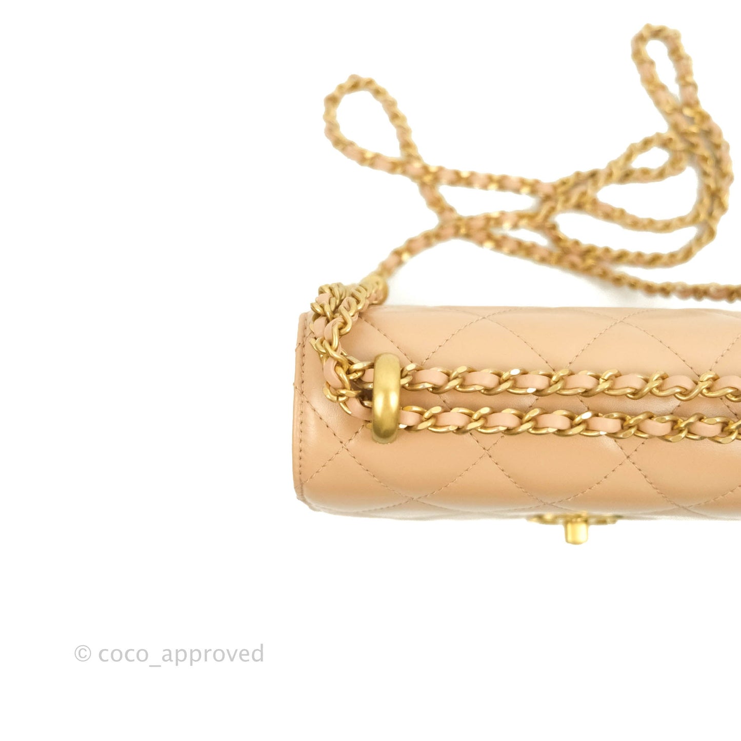 Chanel Quilted Mini Perfect Fit Adjustable Beige Calfskin Gold Hardware 21A