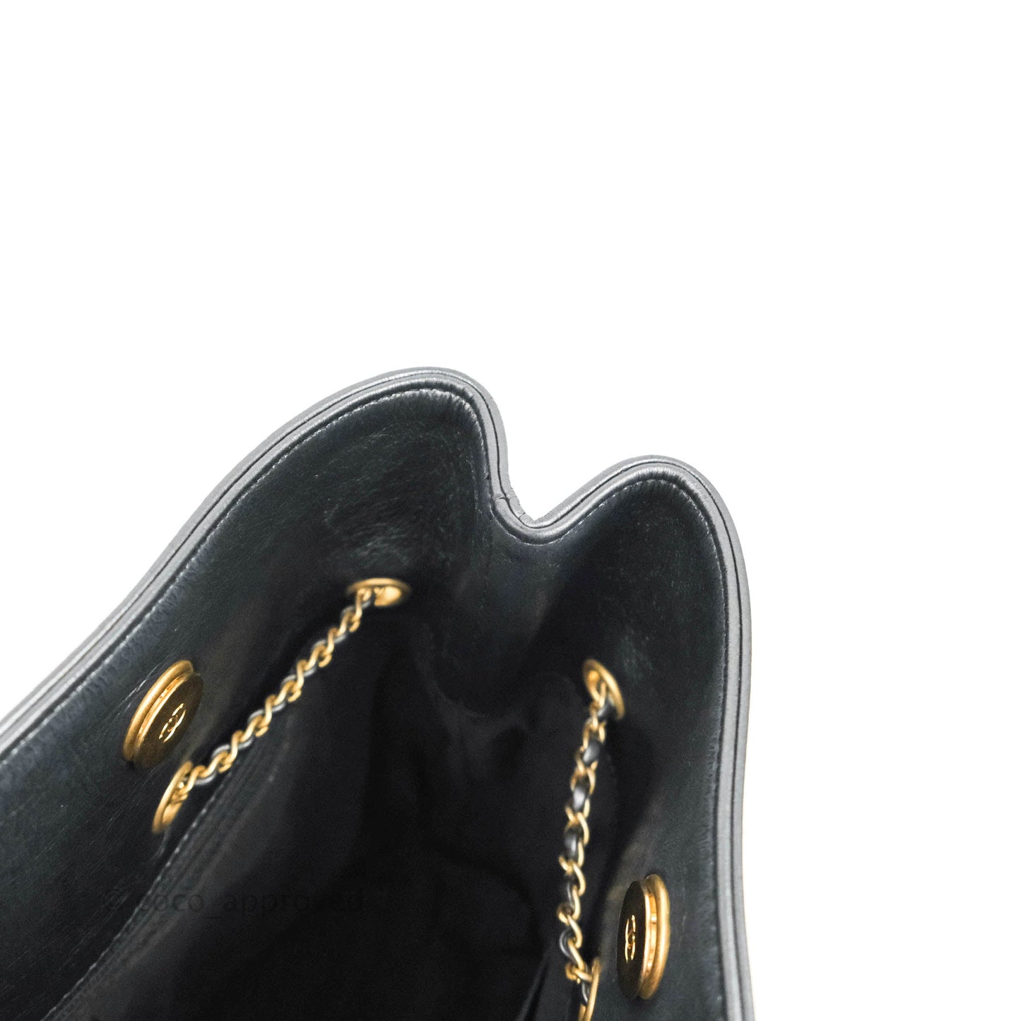 Chanel Quilted Drawstring Shopping Tote Bag Metallic Dark Grey Aged Calfskin Aged Gold Hardware