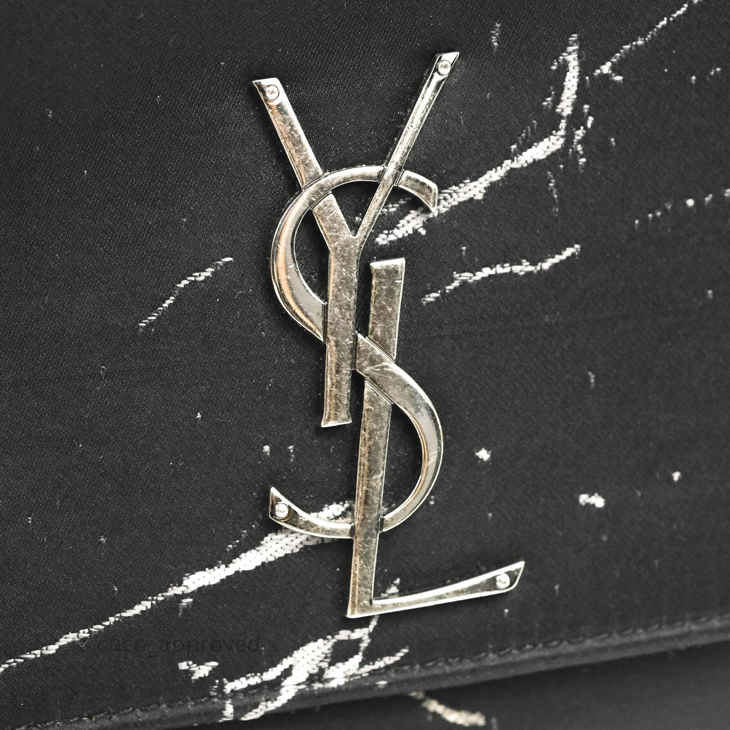 Saint Laurent Small Kate Marbled Stain Chain Bag Black Ruthenium Hardware