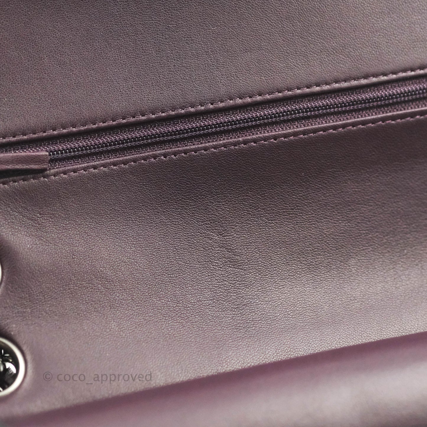 Chanel Classic M/L Medium Flap Quilted Purple Burgundy Lambskin Silver Hardware