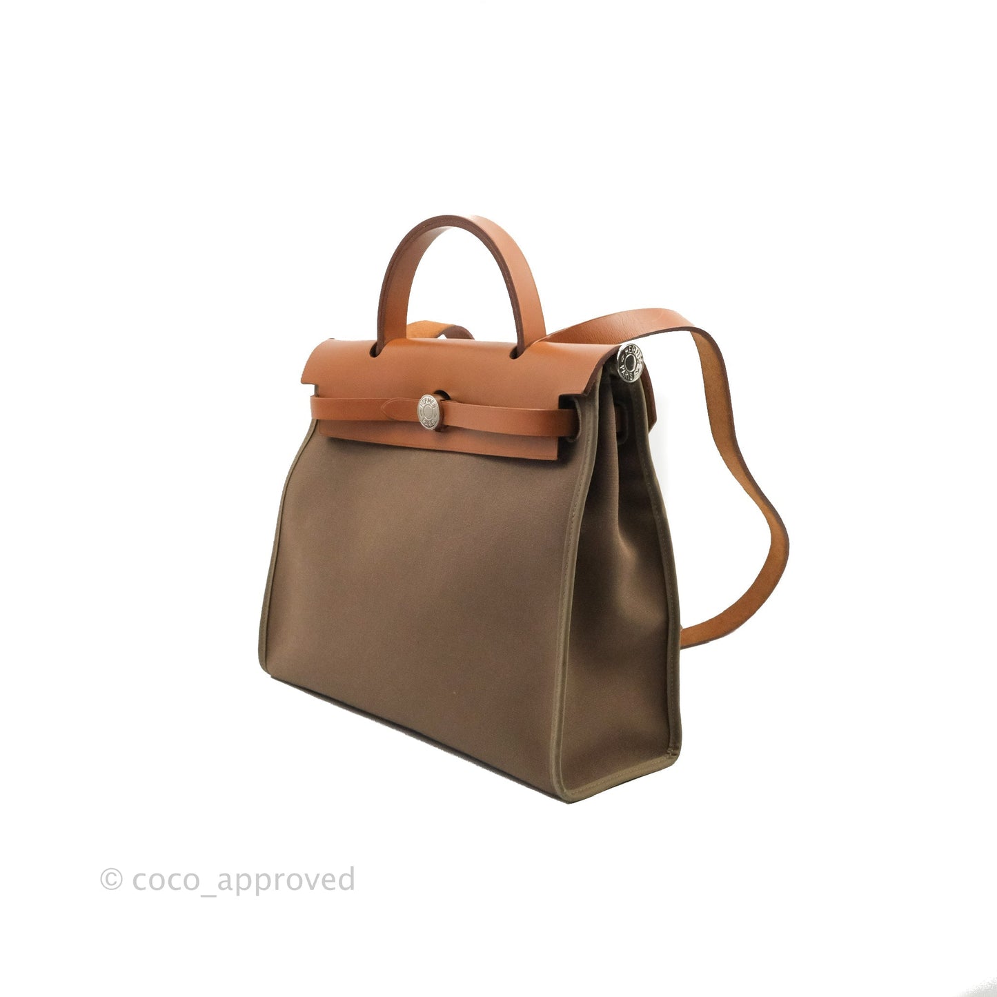 Hermès Herbag Zip 31 Etoupe/Fauve Canvas Palladium Hardware