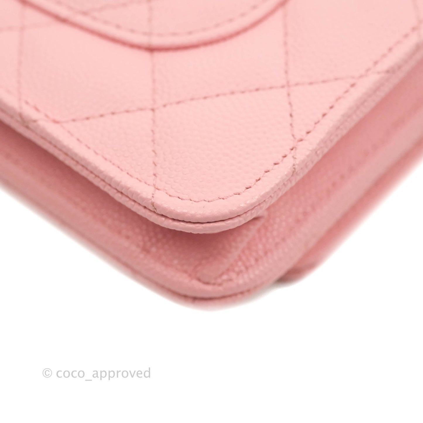 Chanel Quilted Wallet on Chain WOC Pink Caviar Gold Hardware 22S