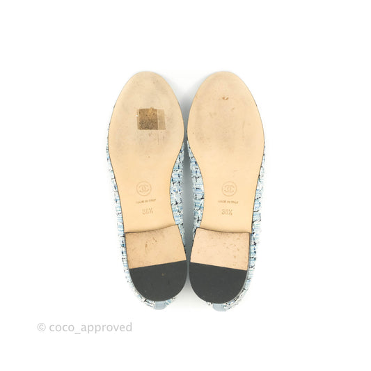 Chanel Blue Tweed Ballerina Flats Size 38.5