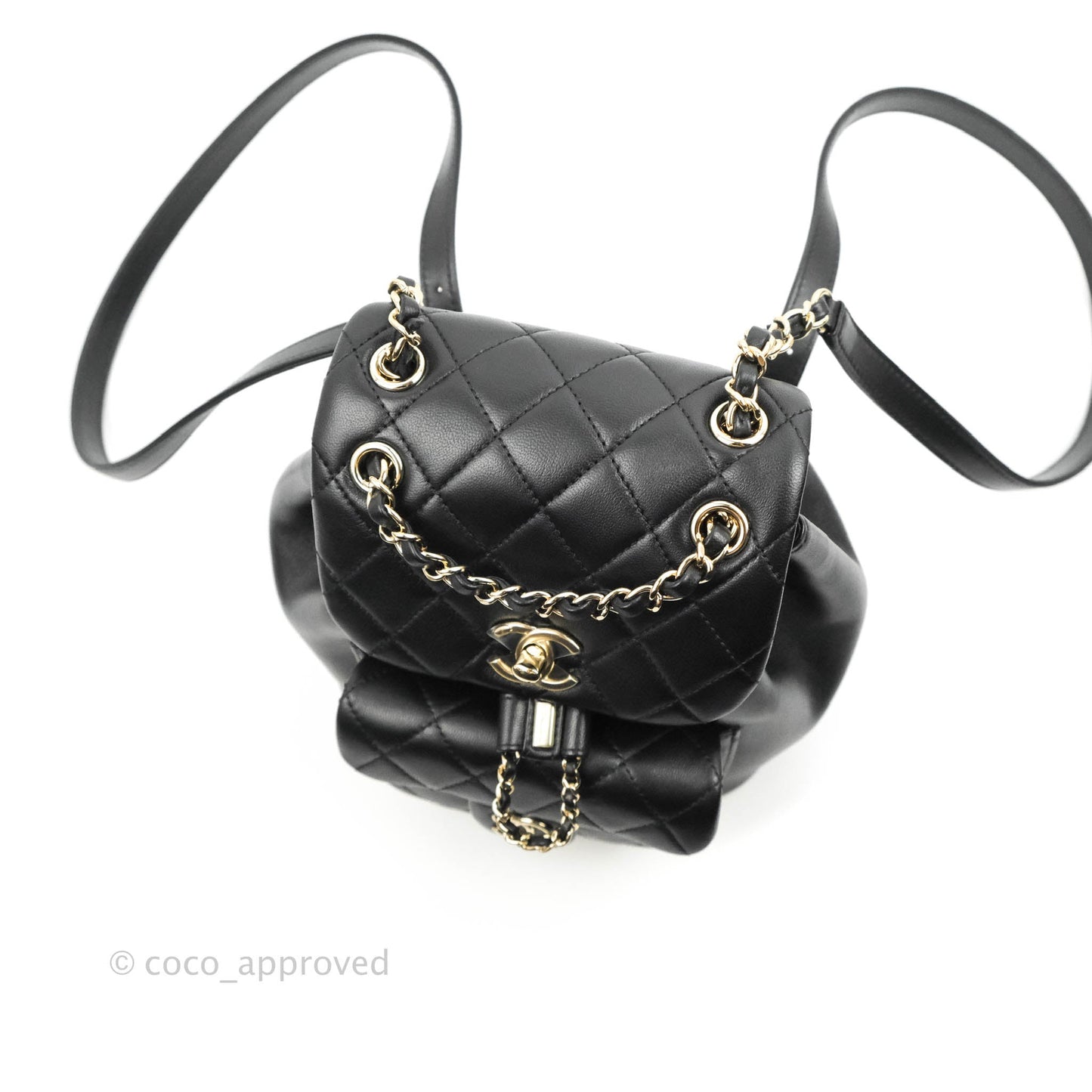 Chanel Quilted Small Duma Drawstring Backpack Black Calfskin 22C