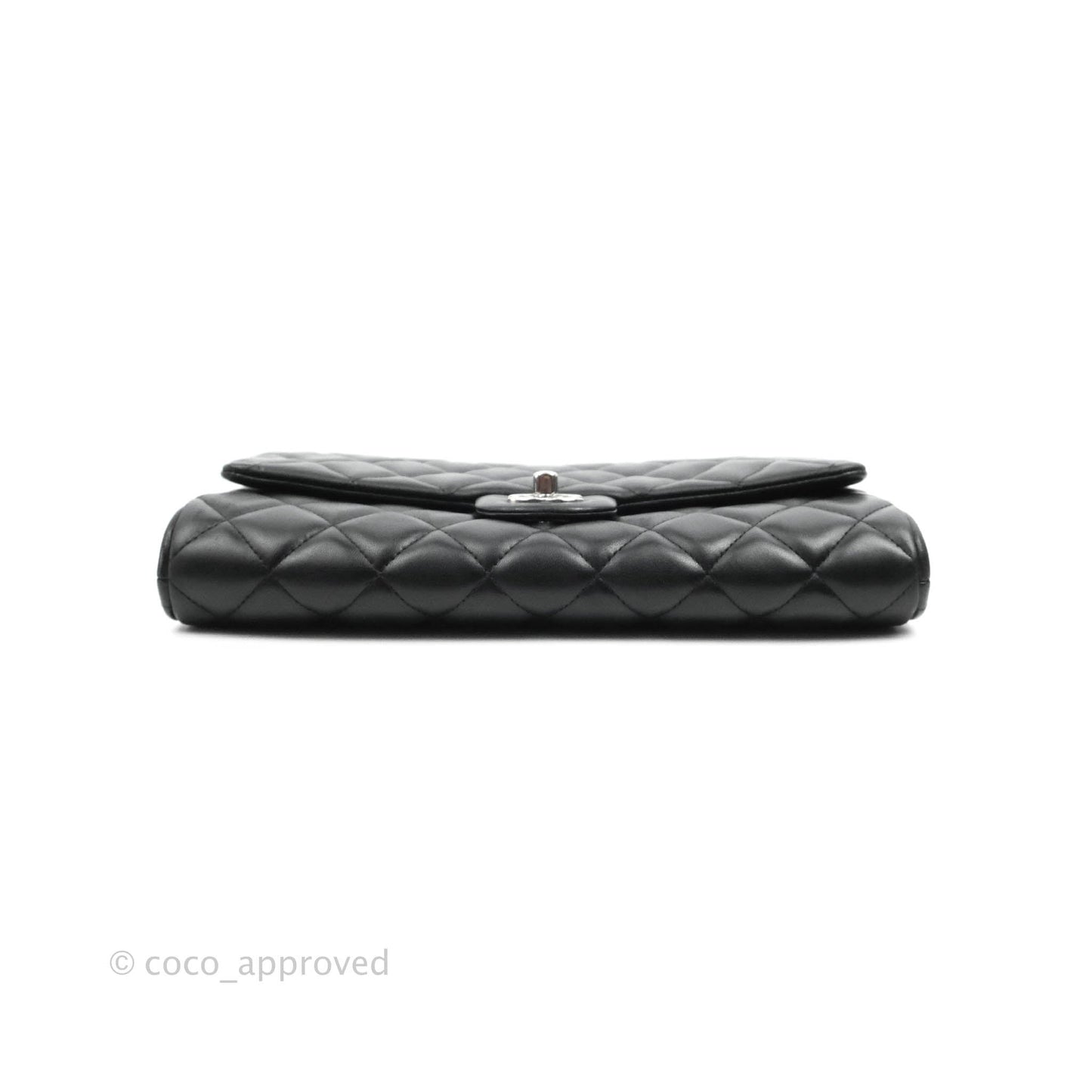 Chanel Quilted Clutch with Chain Lambskin Black Silver Hardware