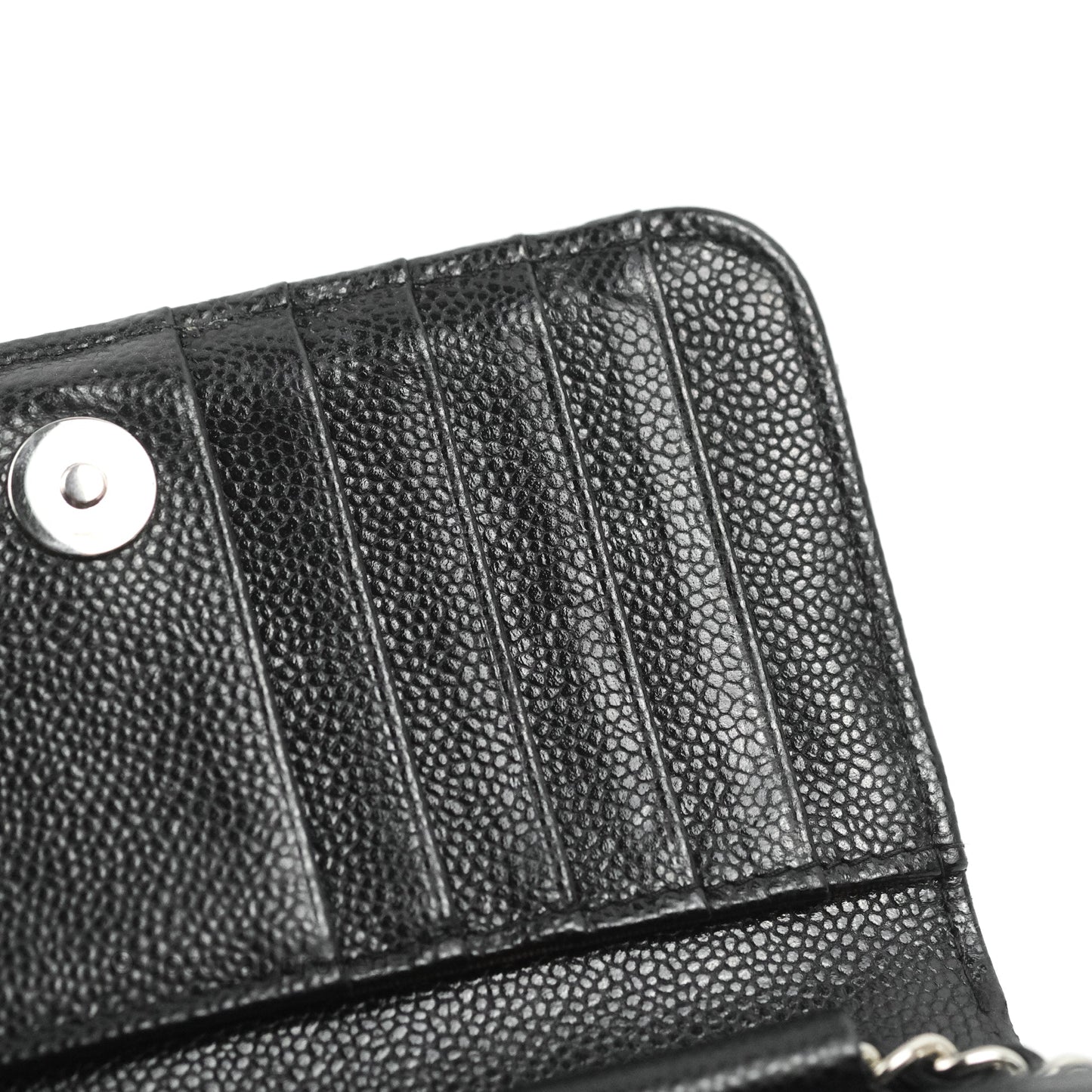 Chanel Quilted Mini Wallet on Chain WOC Black Caviar Silver Hardware