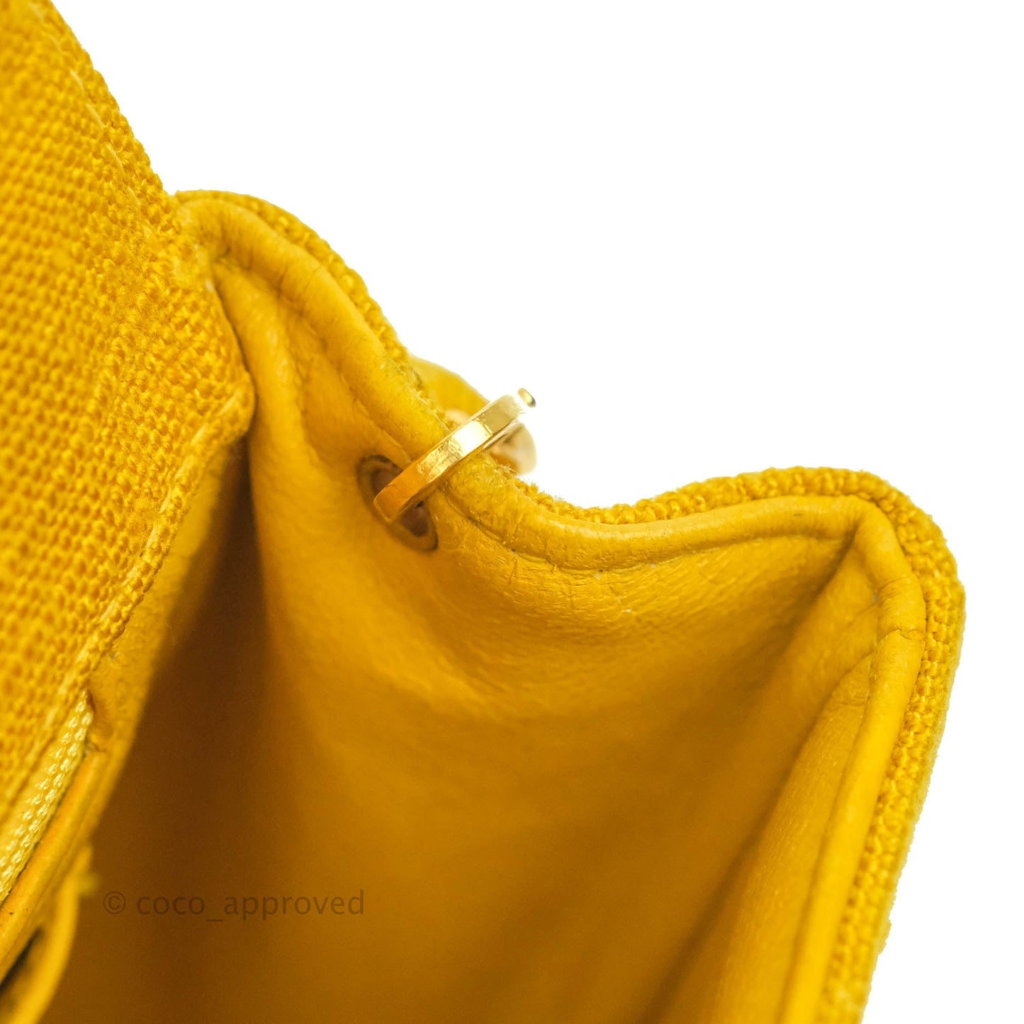 Chanel Vintage Small Classic Diana Flap Bag Yellow Linen Fabric 24K Gold Hardware