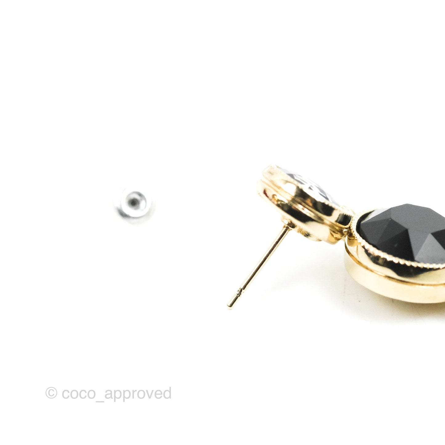 Chanel Black Resin Bead Long Drop Earrings Gold Tone 18B