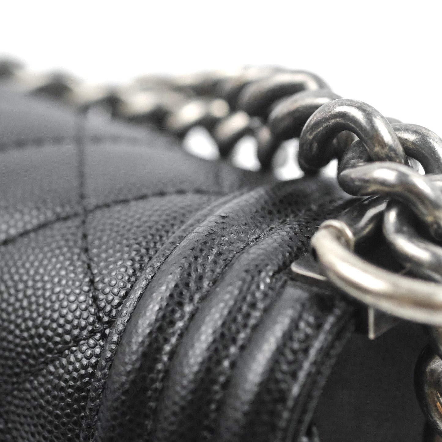 Chanel Small Boy Quilted Black Caviar Ruthenium Hardware
