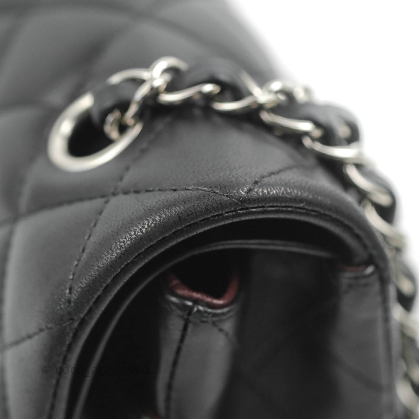 Chanel Classic M/L Medium Flap Quilted Black Lambskin Silver Hardware