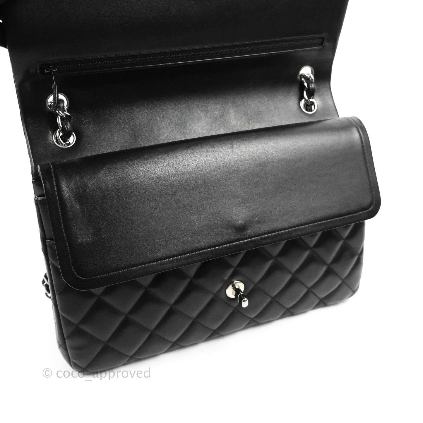Chanel Jumbo Double Flap Black Lambskin Silver Hardware⁣⁣