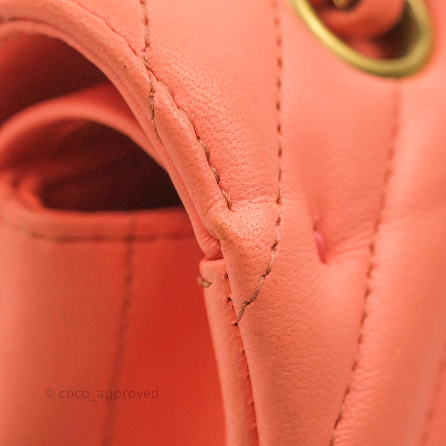 Chanel Classic M/L Medium Chevron Double Flap Coral Pink Lambskin Aged Gold Hardware