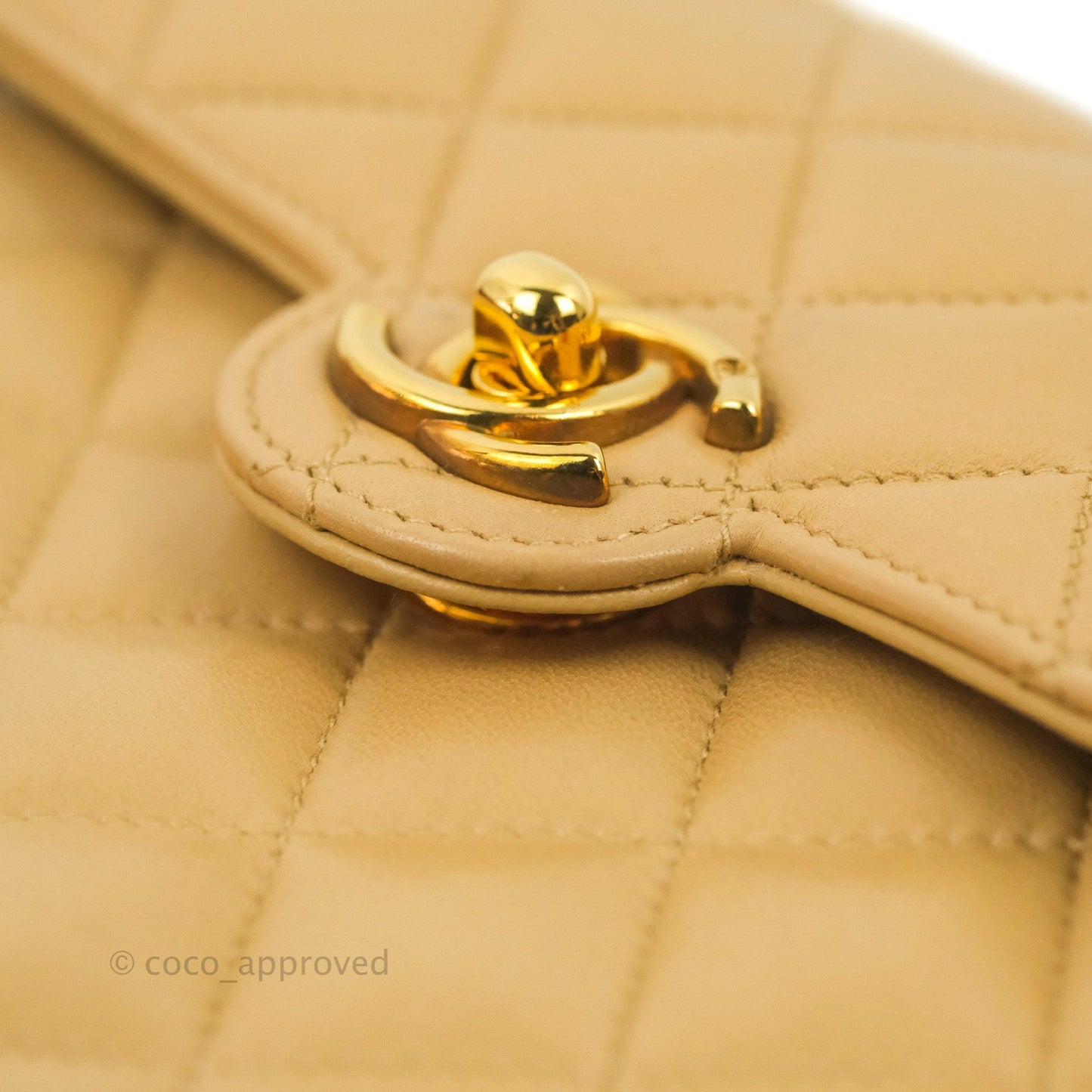 Chanel Vintage Mini Square Beige Lambskin 24K Gold Hardware