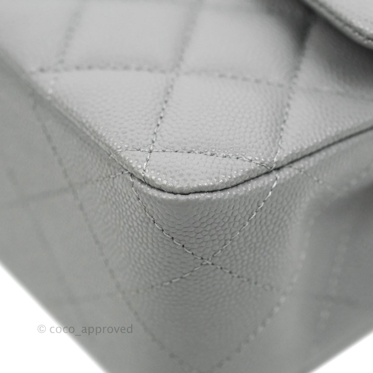 Chanel Classic M/L Medium Flap Quilted Grey Caviar Gold Hardware 20C