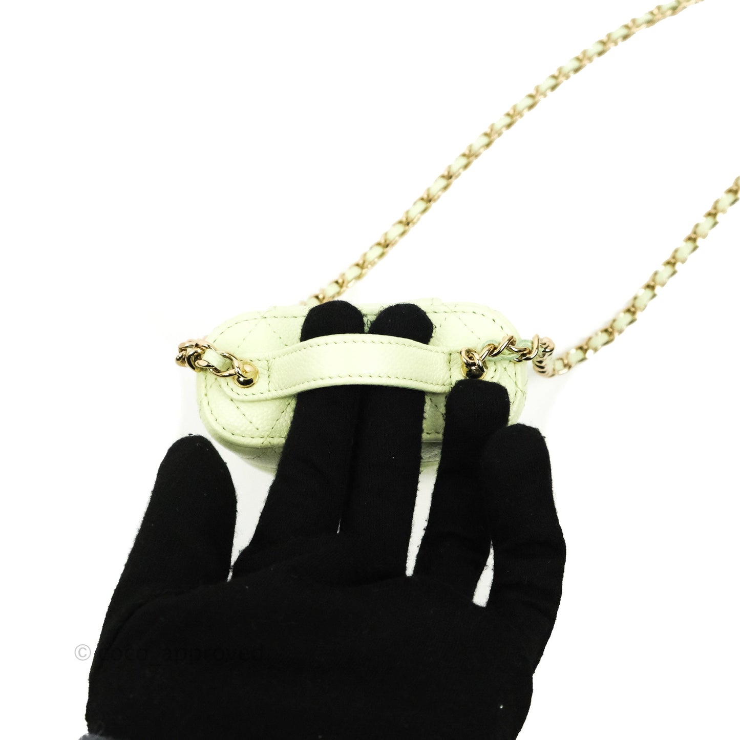 Chanel Quilted Small Handle With Care Vanity Case With Chain Green Caviar Gold Hardware