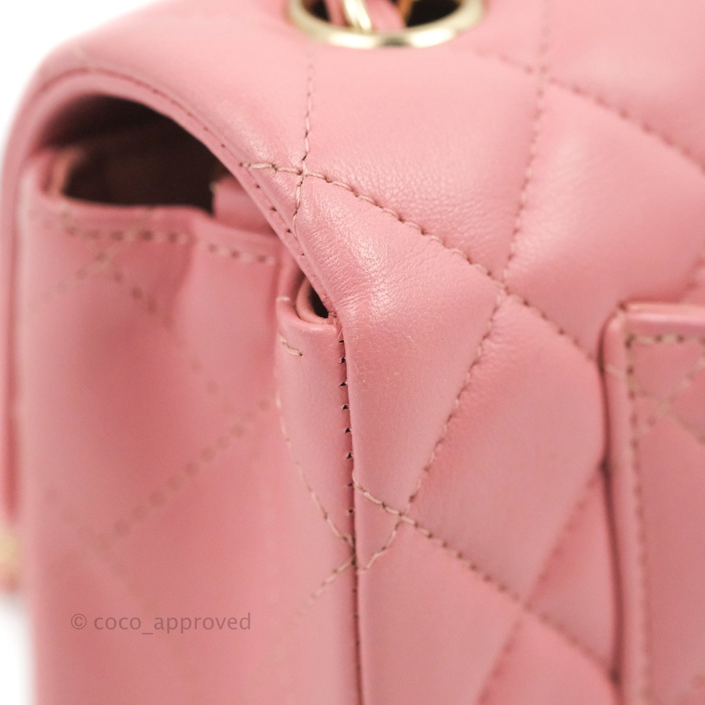 Chanel Quilted Mini Rectangular Flap Pink Lambskin Gold Hardware