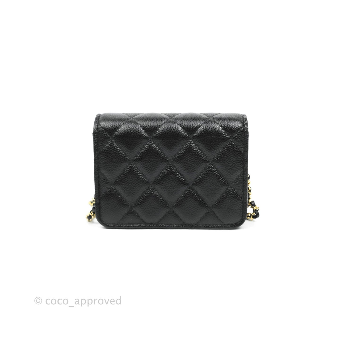 Chanel Miss Coco Clutch With Chain Quilted Black Caviar Gold Hardware