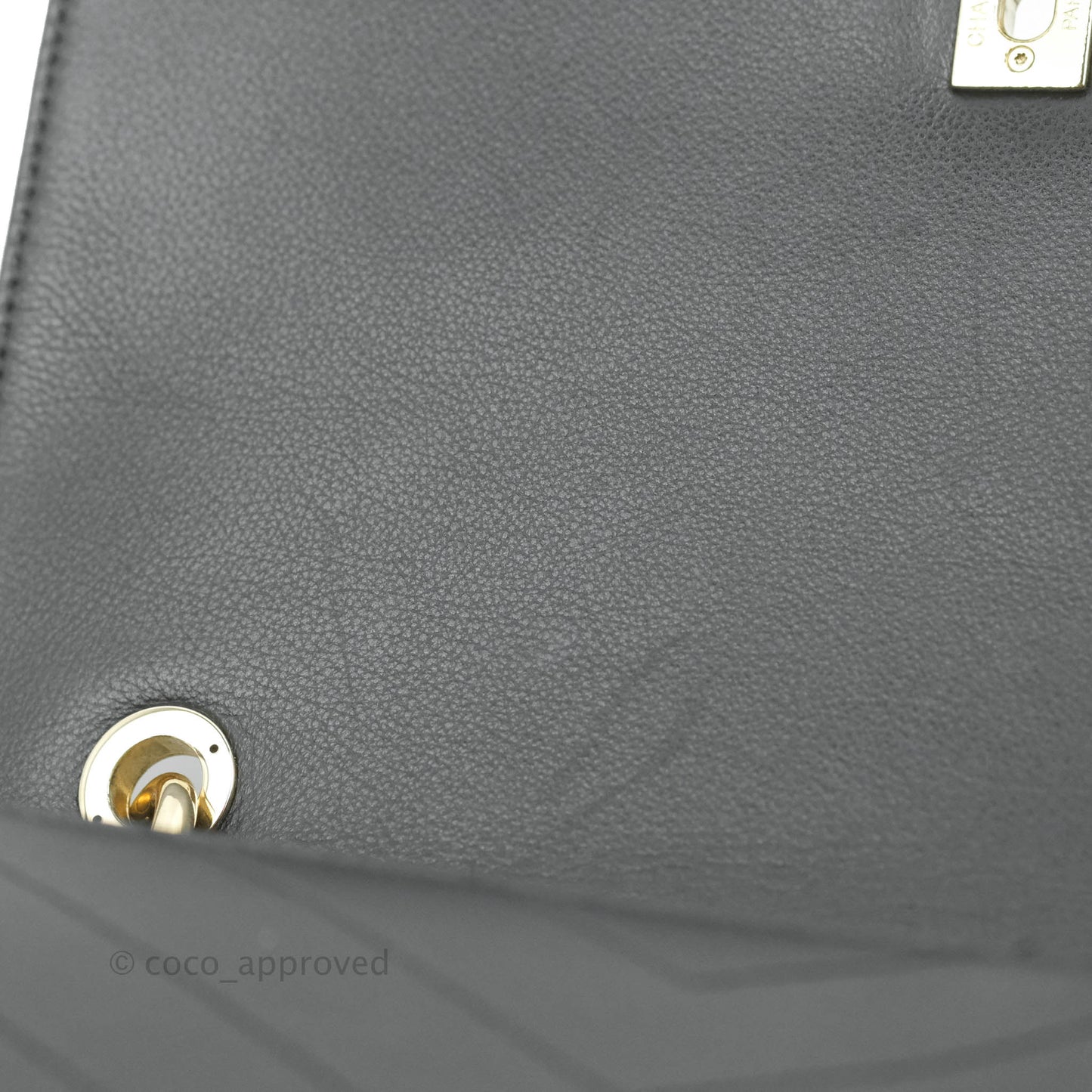 Chanel Chevron Top Handle Black Calfskin Gold Hardware