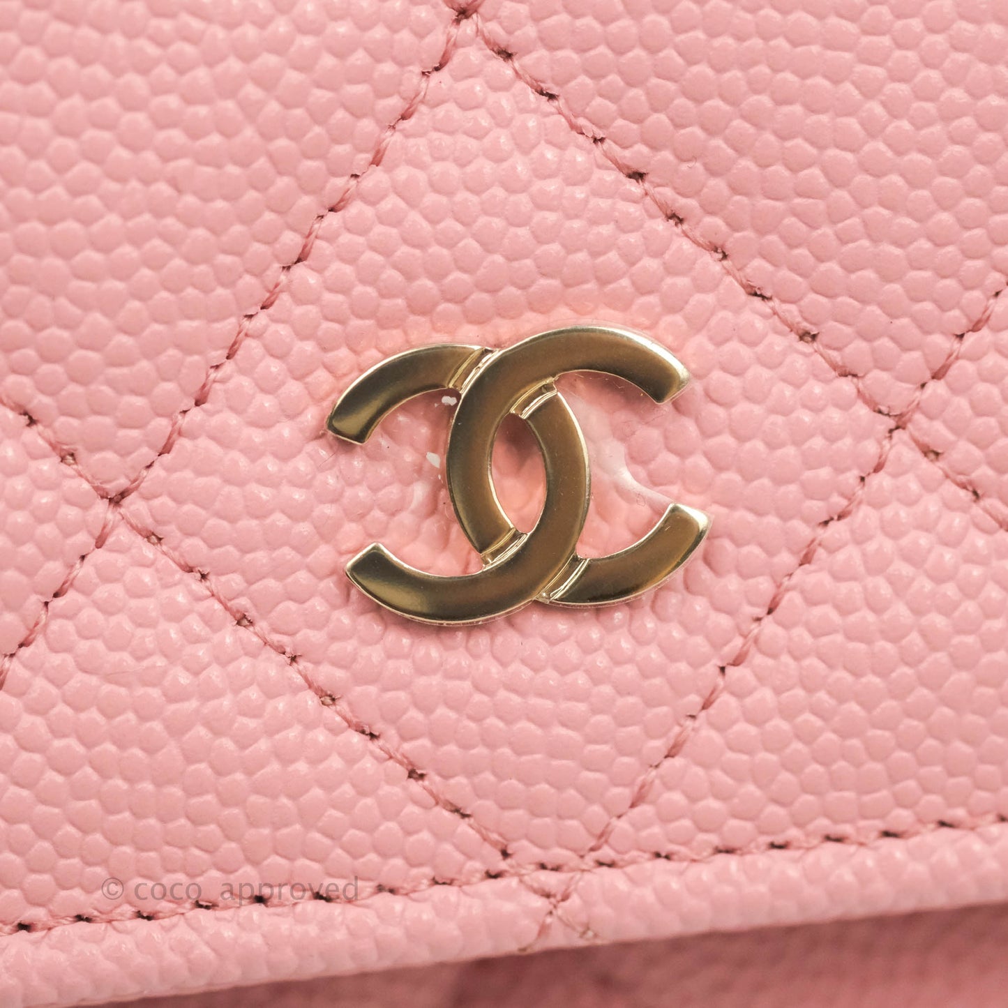 Chanel Quilted Wallet on Chain WOC Pink Caviar Gold Hardware 22S