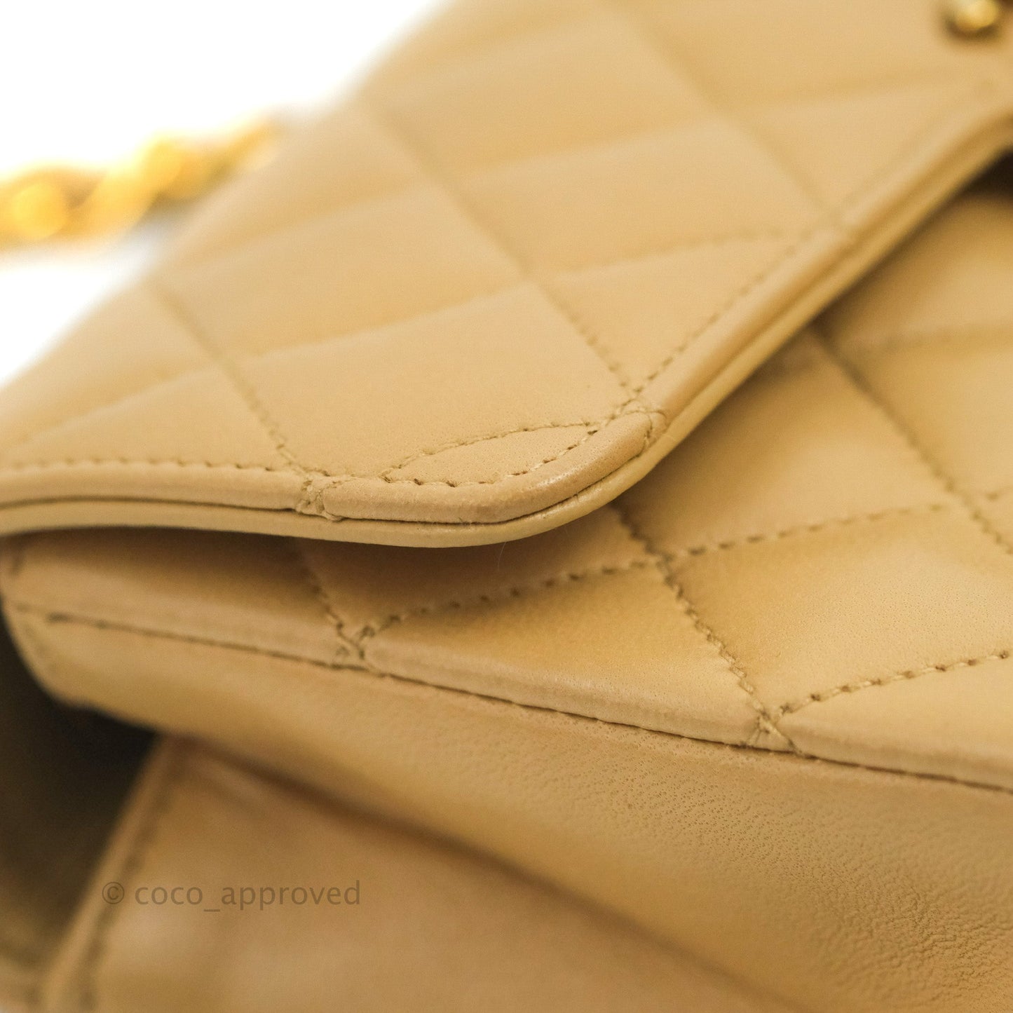 Chanel Vintage Mini Square Beige Lambskin 24K Gold Hardware