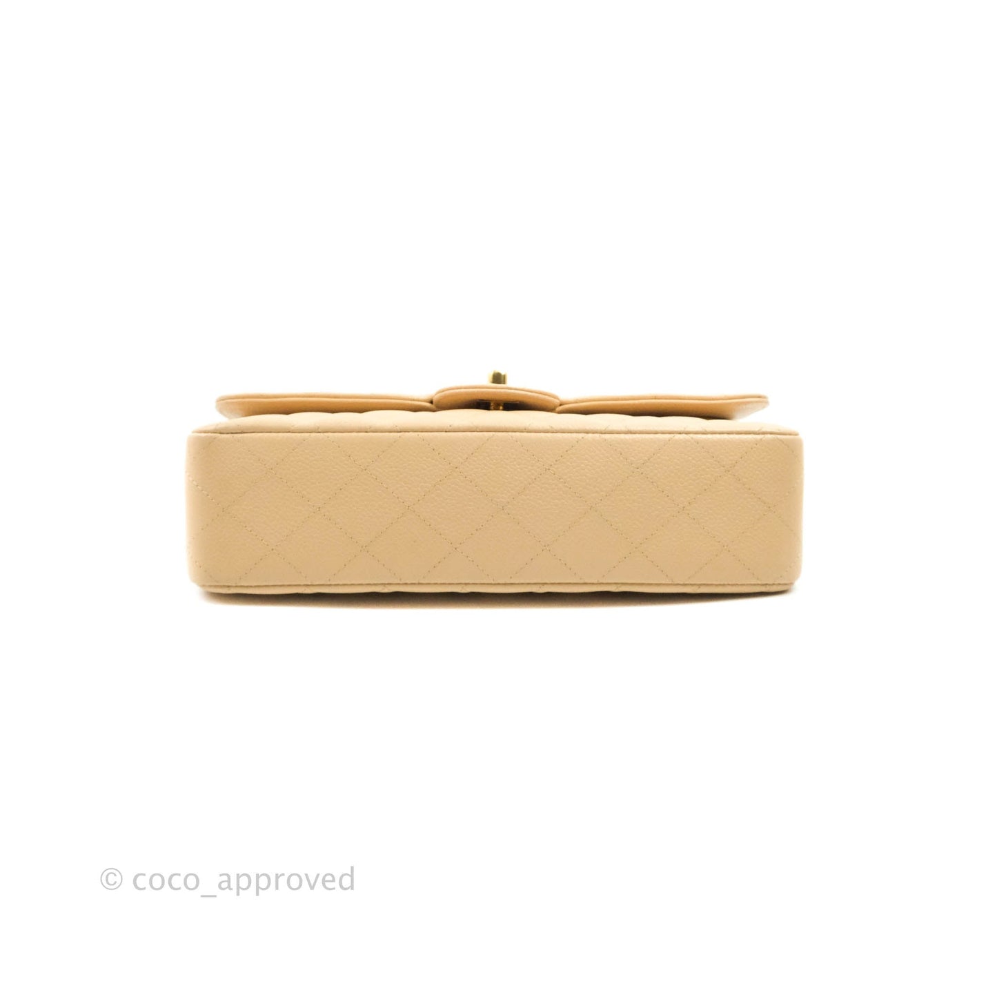 Chanel Classic M/L Medium Flap Quilted Beige Caviar Gold Hardware