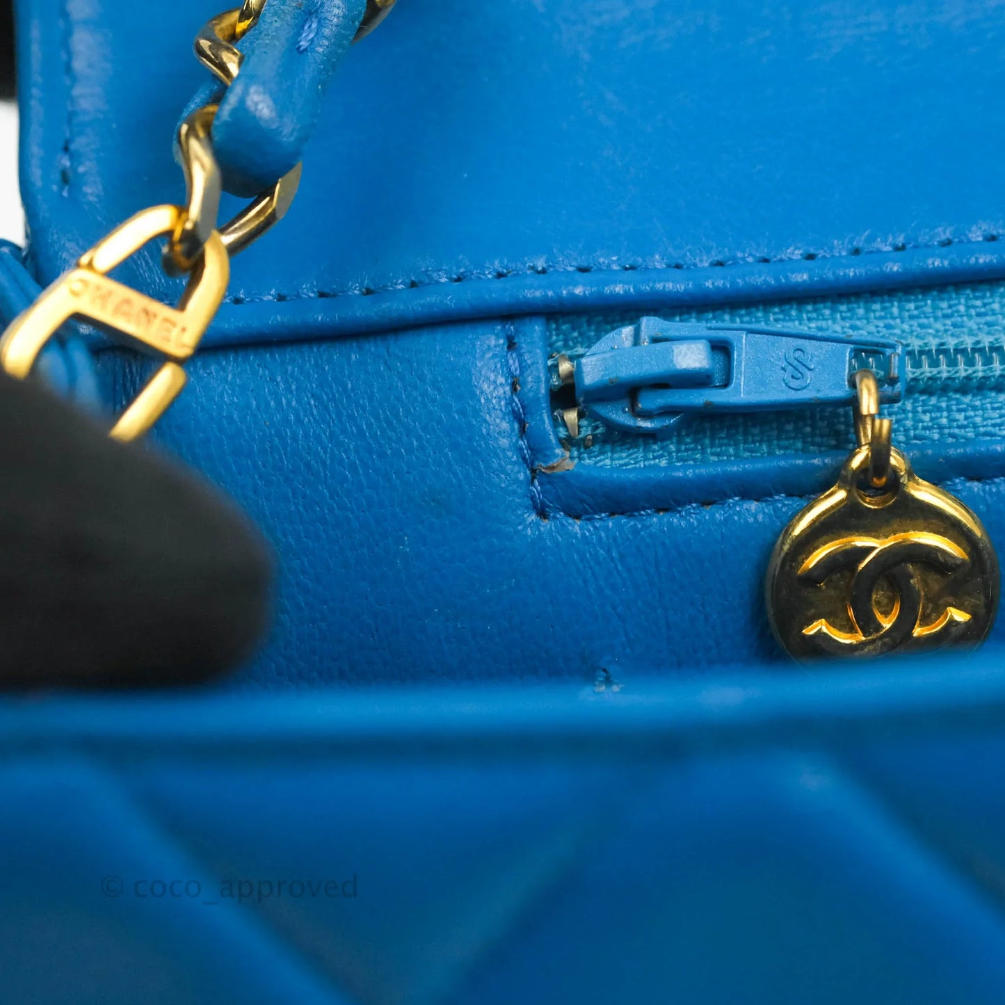 Chanel Vintage Trapezoid Flap Bag Blue Lambskin 24K Gold Hardware