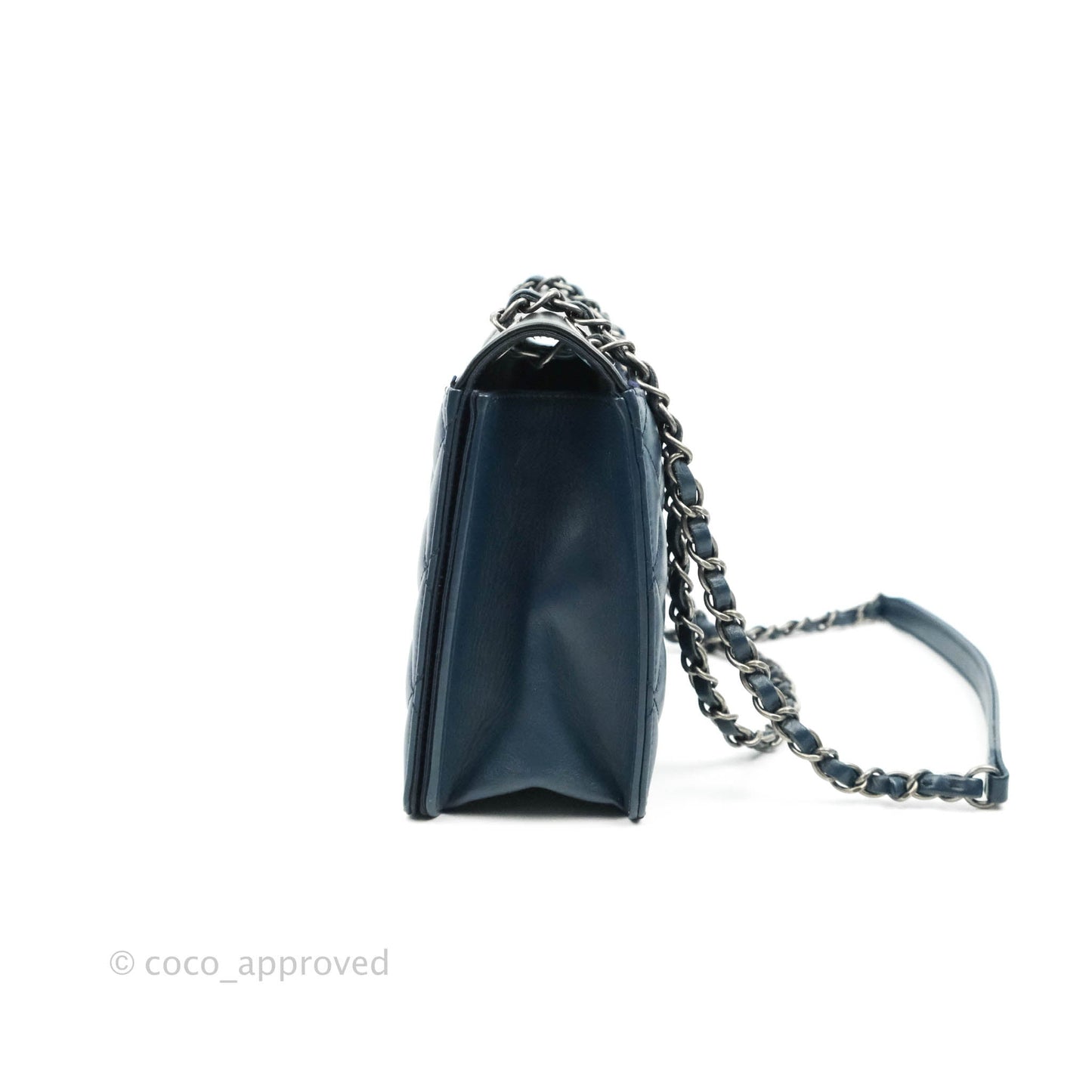 Chanel Quilted Ballerina Small Flap Bag Blue Black Ruthenium Hardware