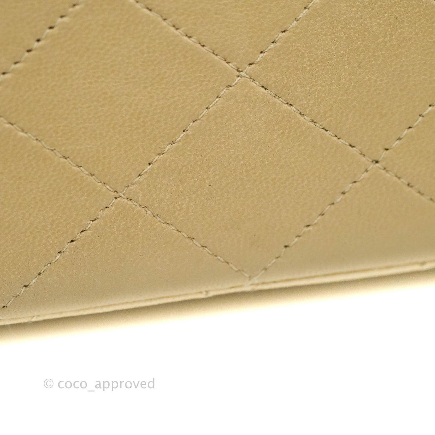 Chanel Vintage Classic M/L Medium Double Flap Bag Beige Lambskin 24K Gold Hardware