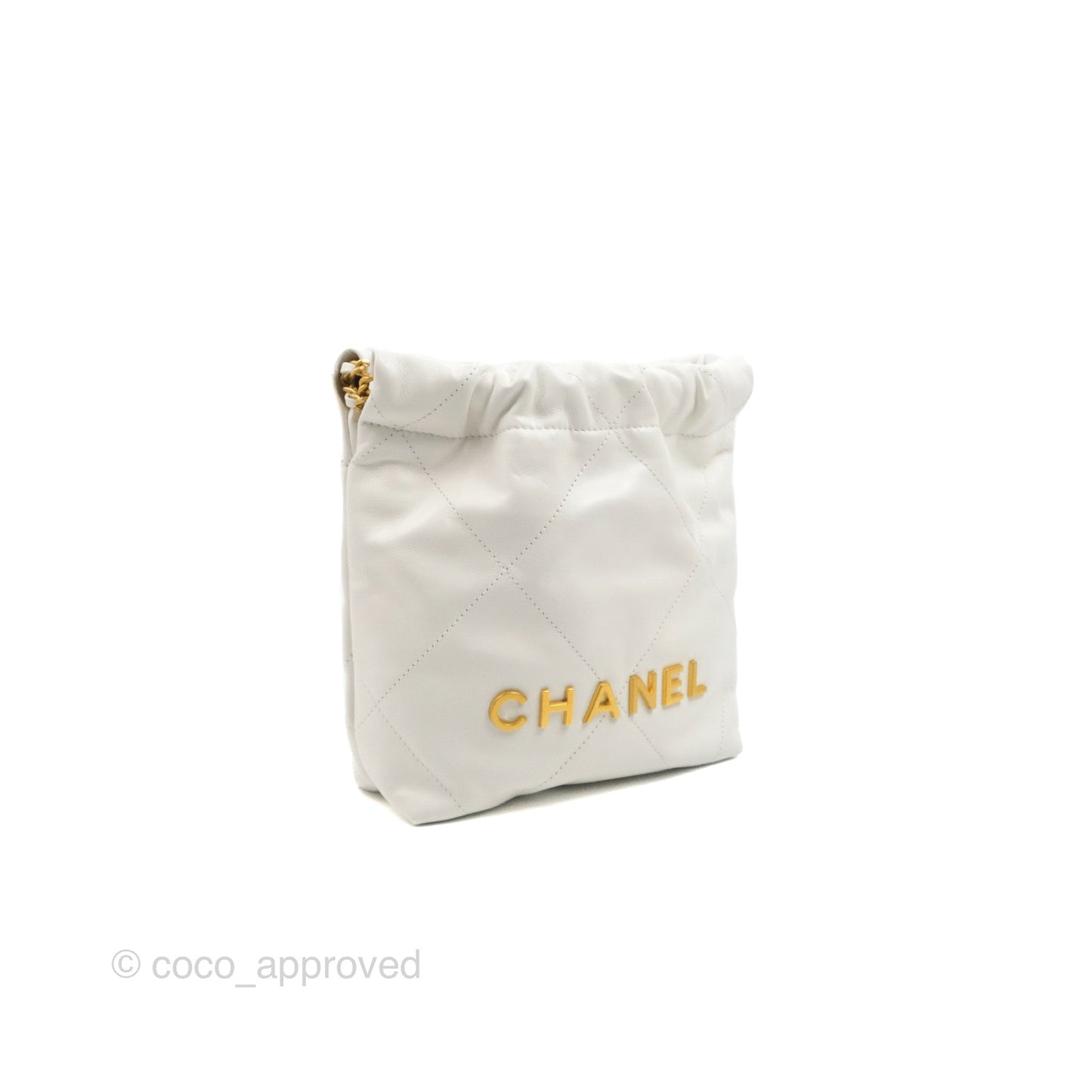 Chanel 22 Mini Bag White Crumpled Calfskin
