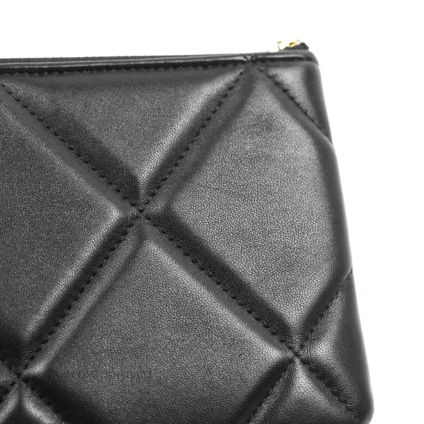 Chanel 19 Small Pouch Black Lambskin Gold Hardware