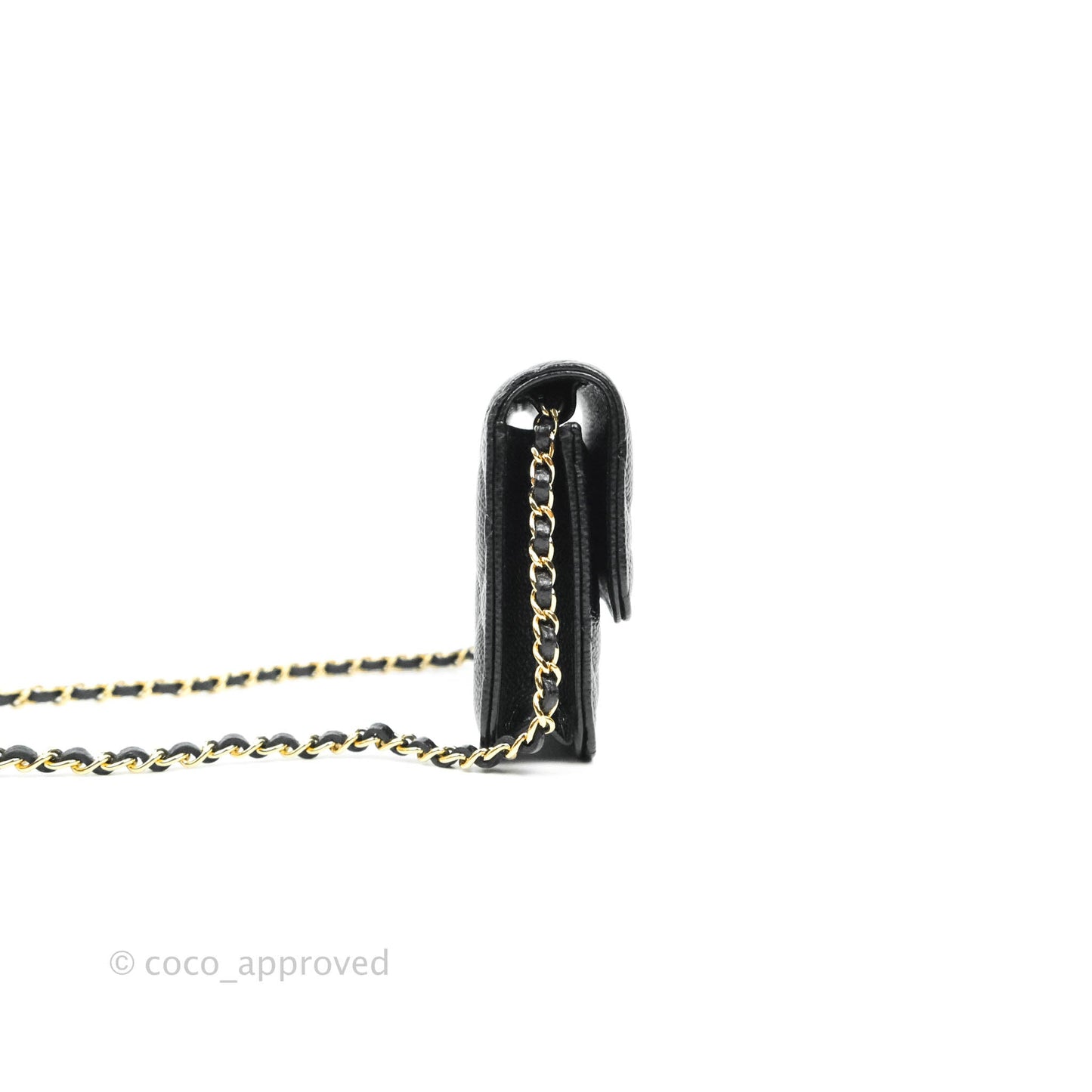 Chanel Miss Coco Clutch With Chain Quilted Black Caviar Gold Hardware