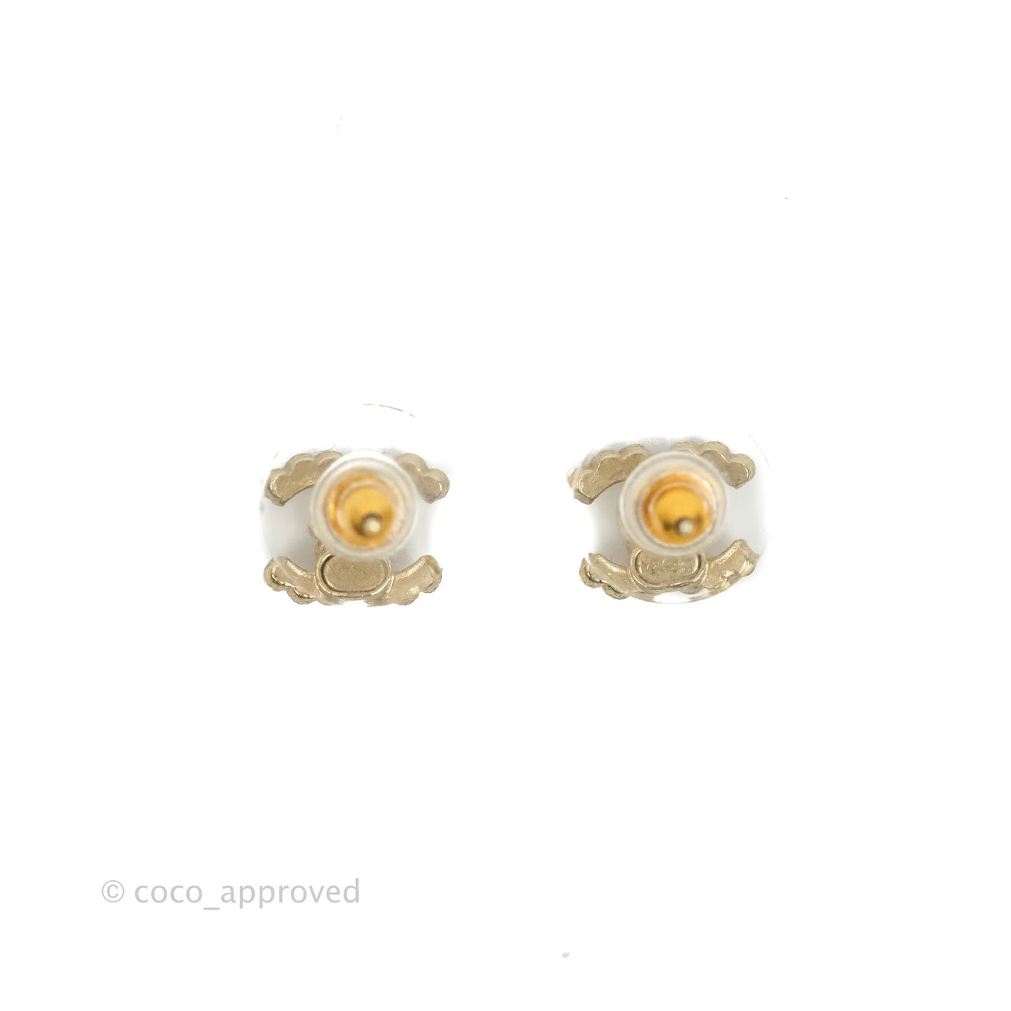 Chanel Pearl CC Earrings Gold Tone 20A
