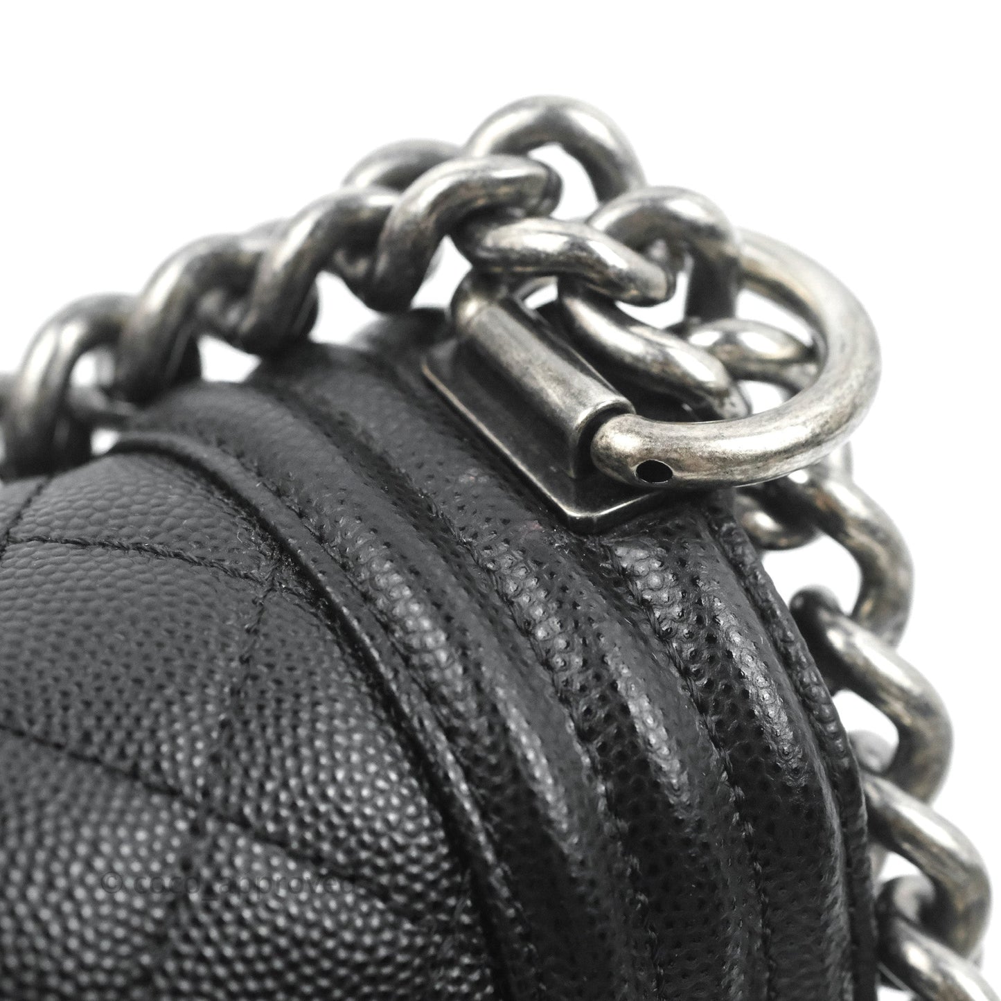 Chanel Small Boy Quilted Black Caviar Ruthenium Hardware