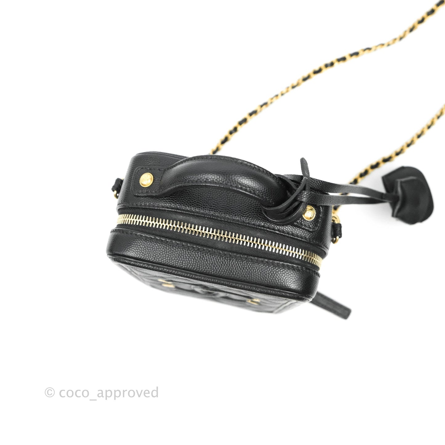 Chanel Quilted CC North South Filigree Vanity Case Black Caviar Gold Hardware