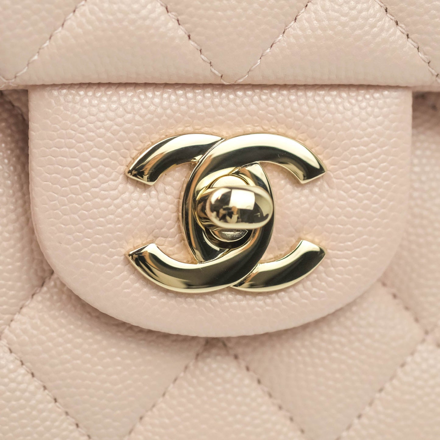 Chanel Classic Small S/M Flap Rose Clair Pink Caviar Gold Hardware 21C