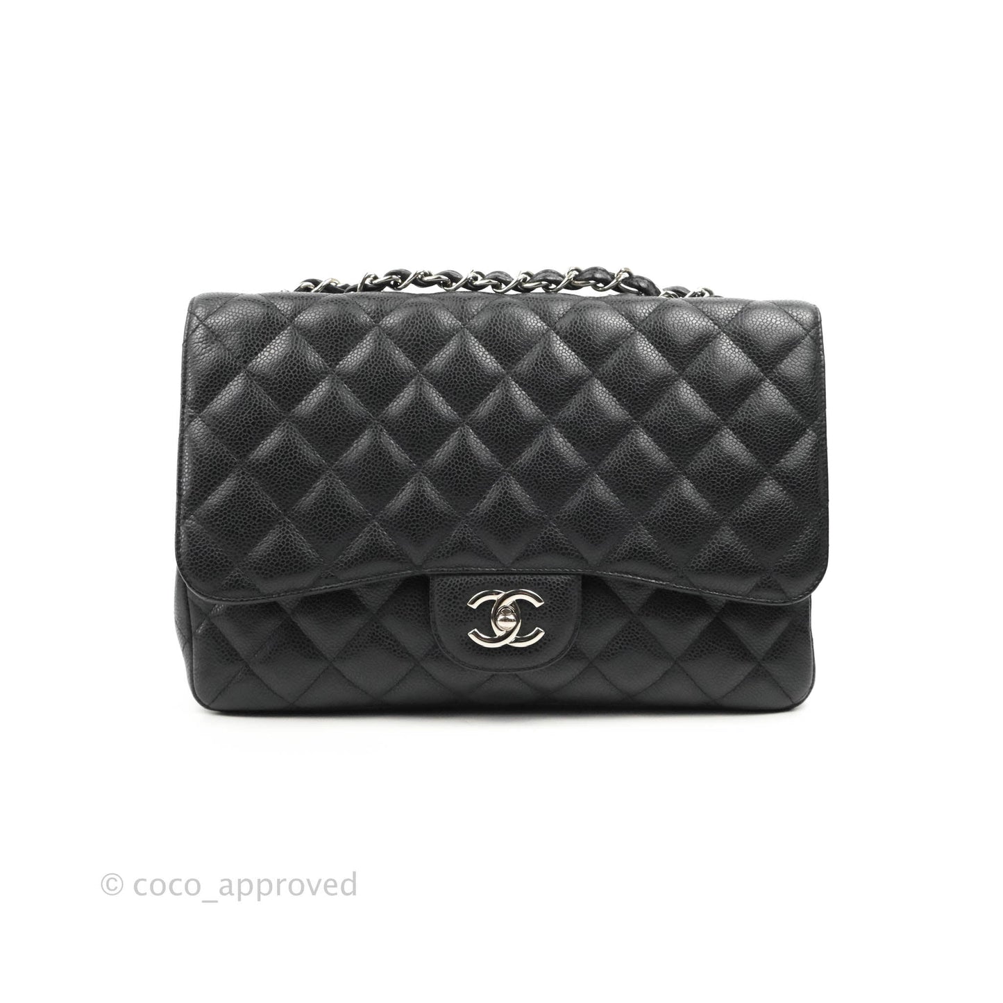 Chanel Jumbo Single Flap Black Caviar Silver Hardware