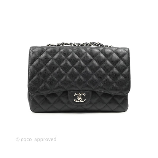 Chanel Jumbo Single Flap Black Caviar Silver Hardware
