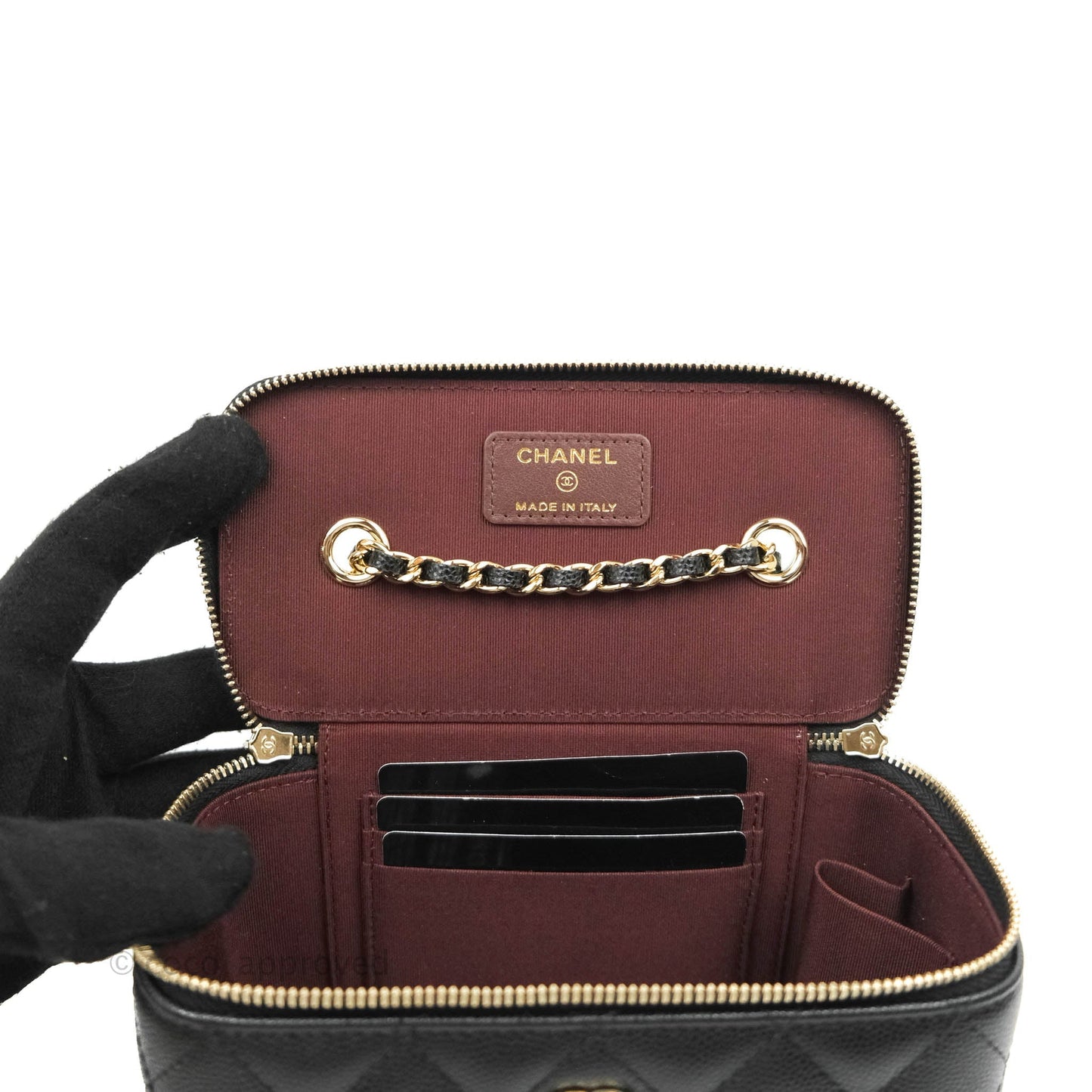 Chanel Vanity with Classic Chain Black Caviar Gold Hardware