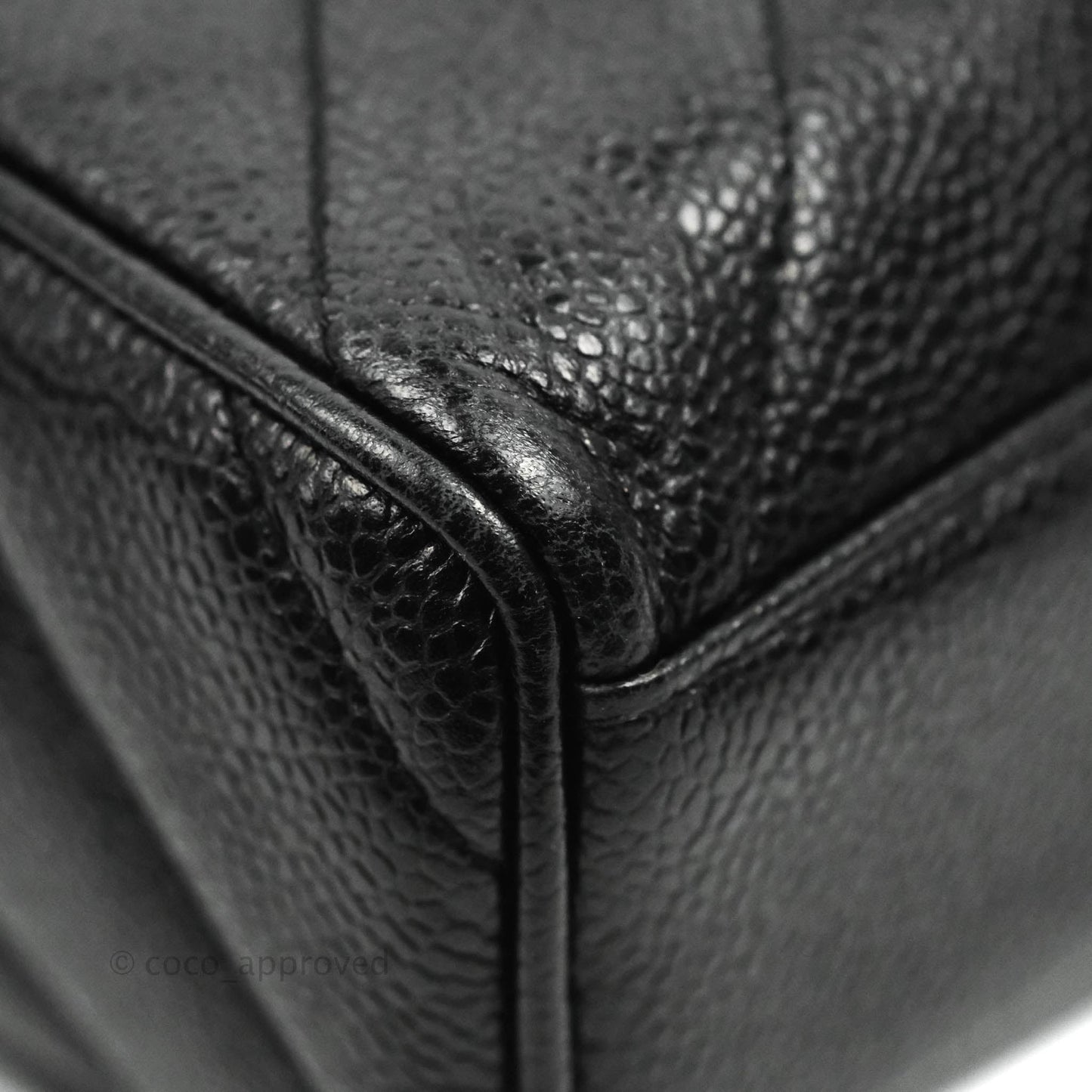 Chanel Vintage Large Camera Bag Black Caviar Gold Hardware