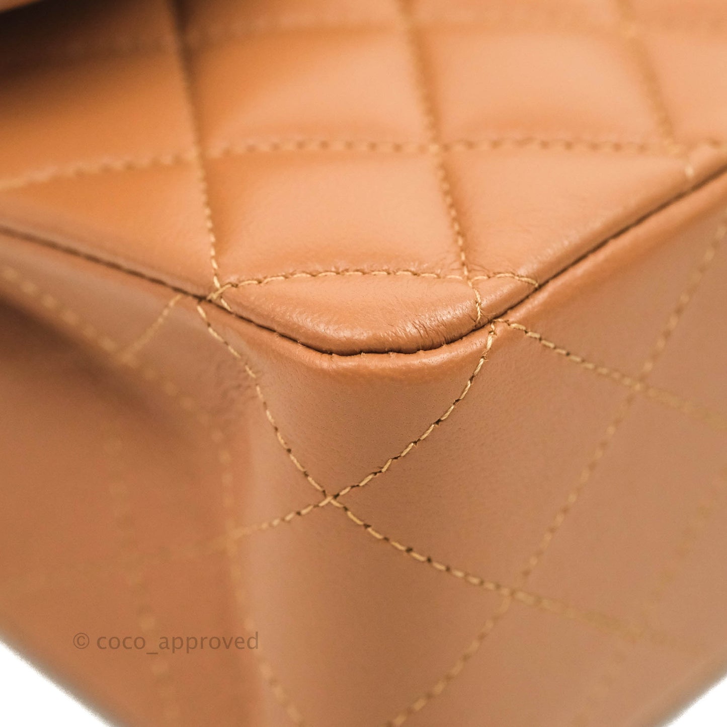 Chanel Classic M/L Medium Flap Quilted Dark Beige Caramel Lambskin Gold Hardware