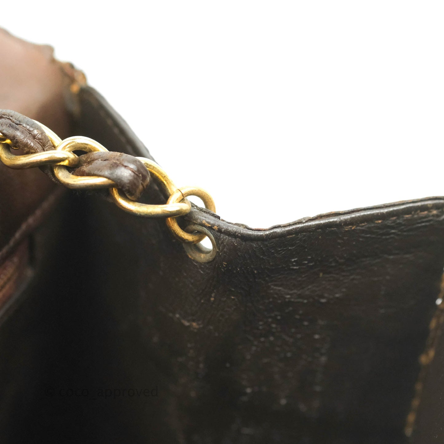 Chanel Vintage Brown Crocodile Leather Shoulder Bag Gold Hardware