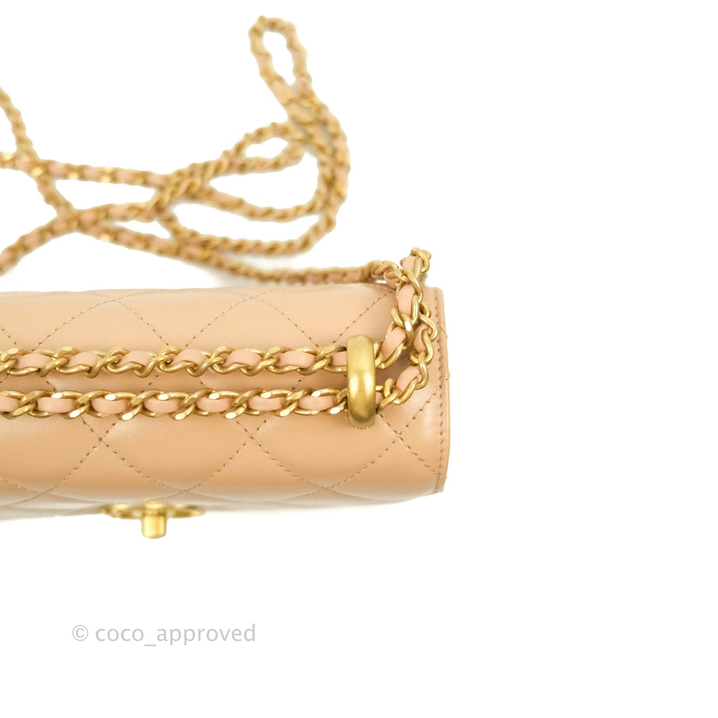 Chanel Quilted Mini Perfect Fit Adjustable Beige Calfskin Gold Hardware 21A